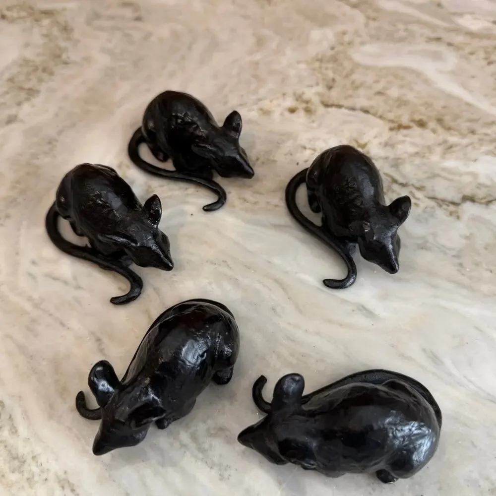 Halloween Decor Set of 5 Black Mice